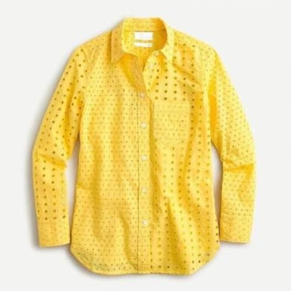 J. Crew Yellow Button Down Eyelet Shirt